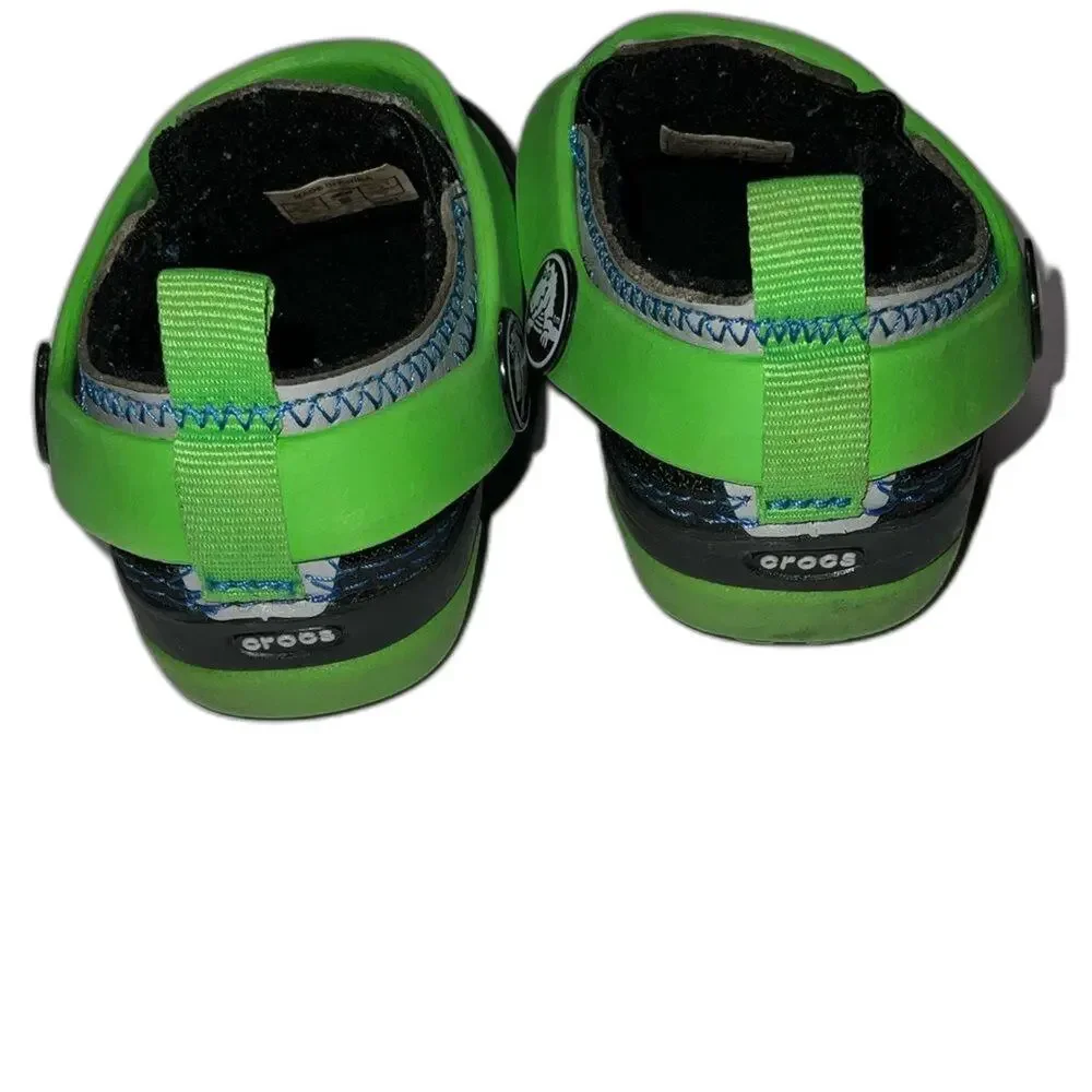 Crocs Summer Dawson Unisex Black Gray Green Lined Clogs Slip On Shoes Size 4C